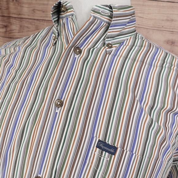 FACONNABLE STRIPED 100% COTTON BUTTON DOWN SHIRT MENS SIZE M MEDIUM - Picture 2 of 6